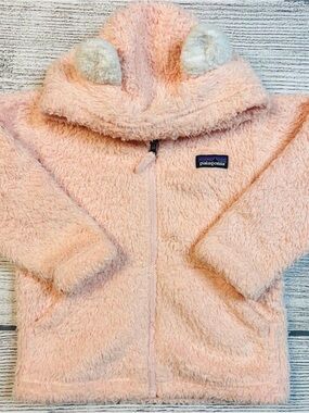 Patagonia Pink Fuzzy Hooded Jacket with Ear Accents